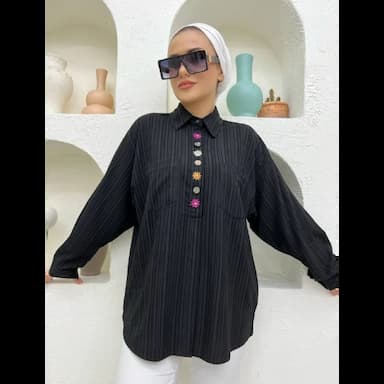 قميص نسائي حرير طبعة نمط الوان اشكال وسلاسل - 8.49 usd