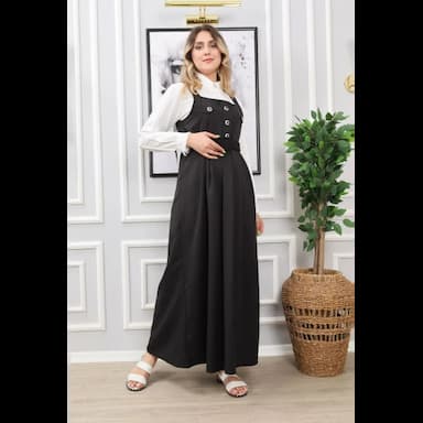 فستان اسود بدون اكمام مزين بالكشكش - 10.99 usd