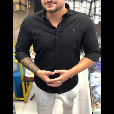 قميص رجالي من الجبردين بدون ياقة - 7.5 usd