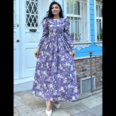 فستان أرجواني بياقة - 12.99 usd